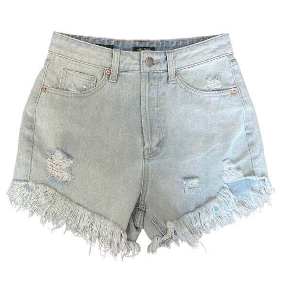 Wild Fable highest rise frayed Distressed Light Blue Denim Shorts Size 0 - Picture 2 of 13